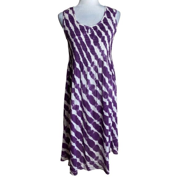 SOFT SURROUNDINGS Tonal Tides Dress Purple Batik Tie Dye Womens Sz XS - Picture 1 of 10